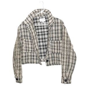 MyStyle Women's Cropped Button-Up Tweed Jacket Size L